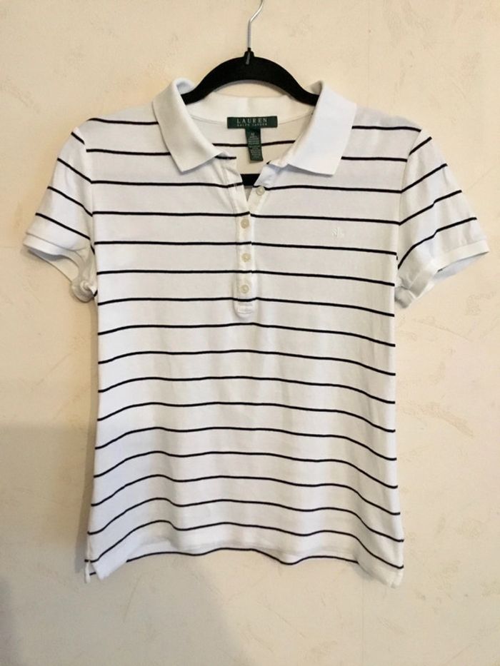 Polo Lauren Ralph Lauren taille M très bon état blanc et marine 047