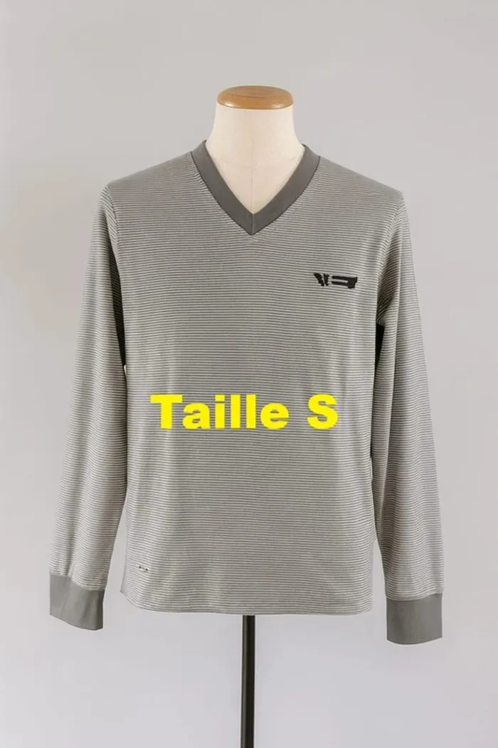 Tee shirt manche longue rayé gris blanc RG512 Taille S