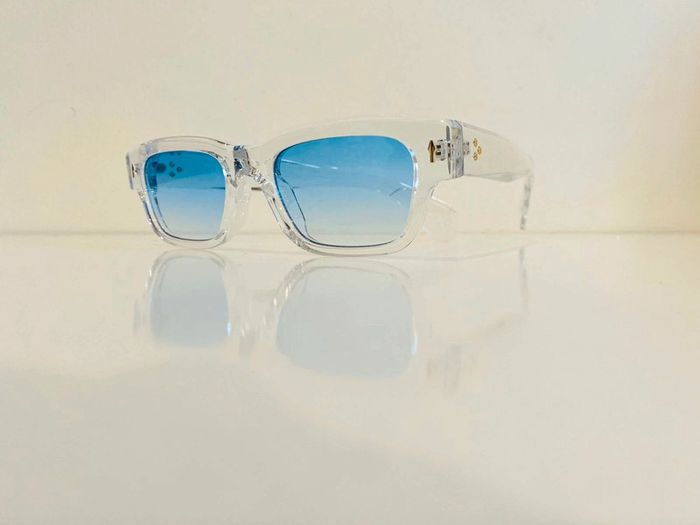 Lunette de soleil mixte transparente verres bleus dégradés transparents UV protection catégorie 1 - photo numéro 9