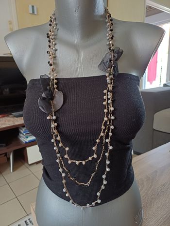 Sautoir noir et gris