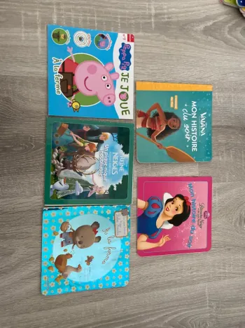 Lot 5 livres enfants vaiana peppa piG reines des neiges blanche neige bebe koala