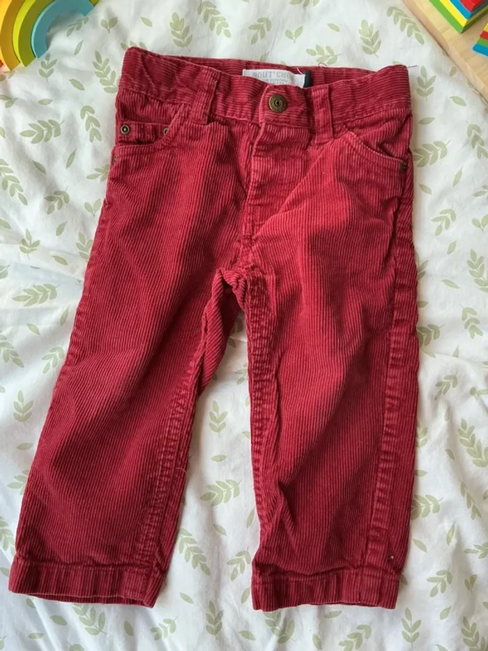 pantalon en velours bordeaux taille réglable 12 mois bout'chou - photo numéro 3