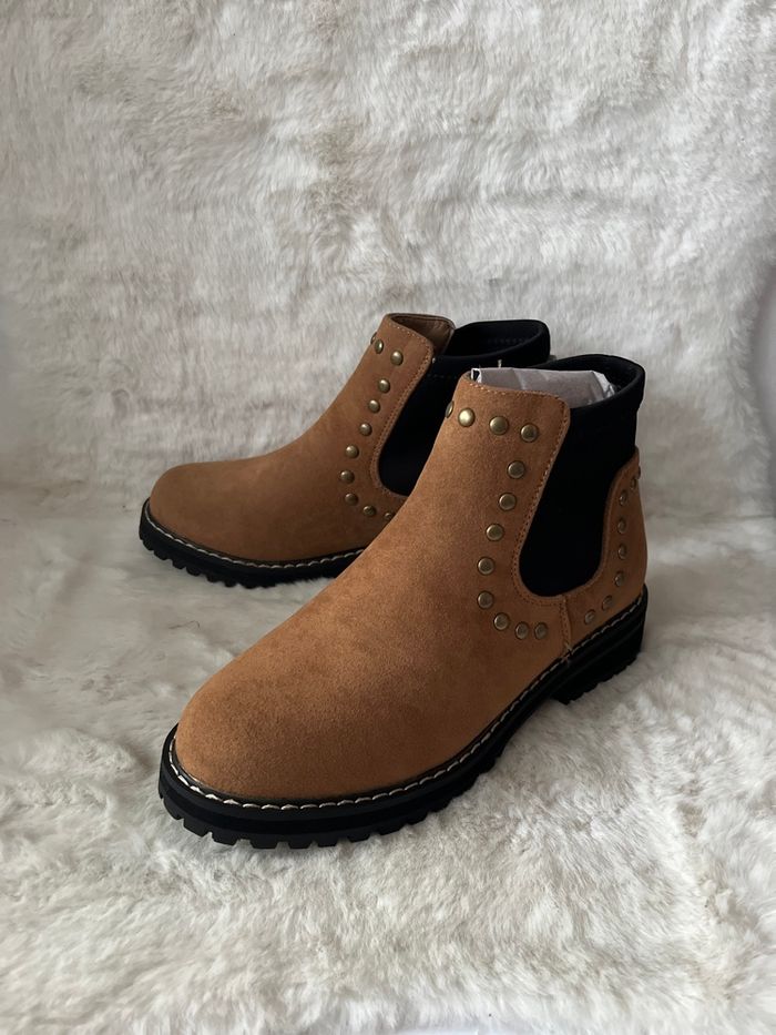 Bottines Camel / marrons / noires Seven pointure 36 - photo numéro 2