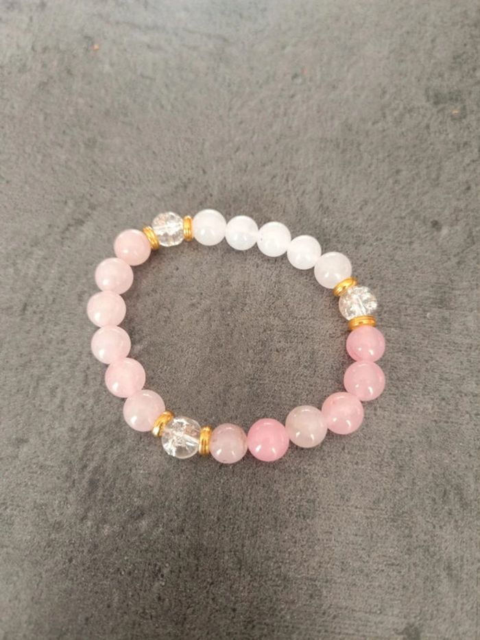 Bracelet perles rose blanche et transparente - photo numéro 2