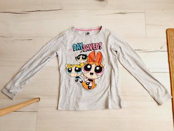 Vêtement fille tee-shirt manches longues gris à motifs 11 ans