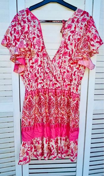 Robe, top volant à fleurs Rose defox