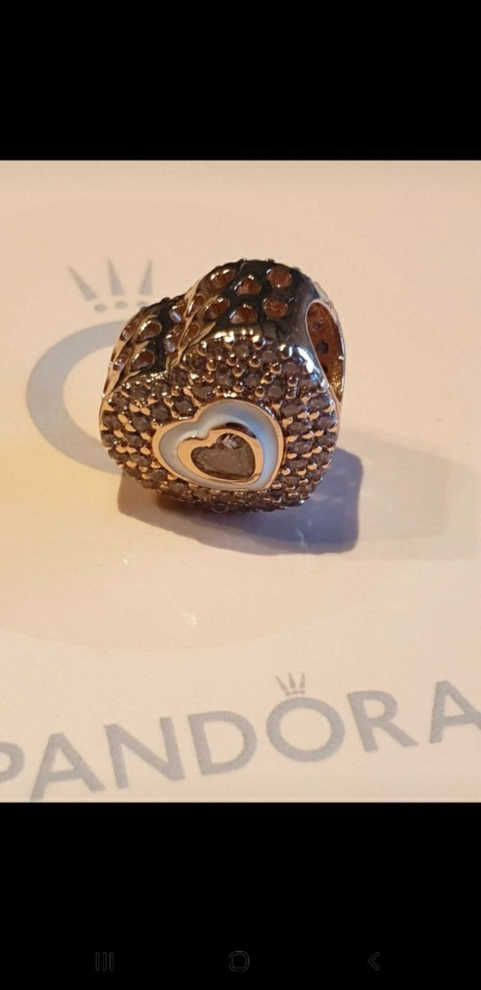 Charm Pandora  "Coeur Pavé Rose Scintillant" - photo numéro 3