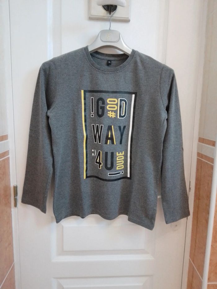 T-shirt gris chiné foncé T.12 ans