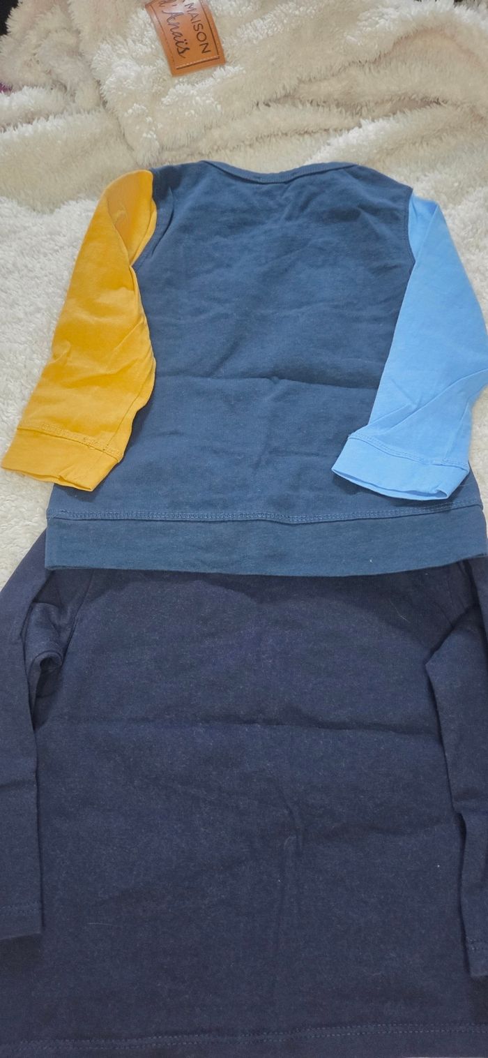 Lot 2 tee-shirts manches longues dpam 24 mois 92 cm - photo numéro 2