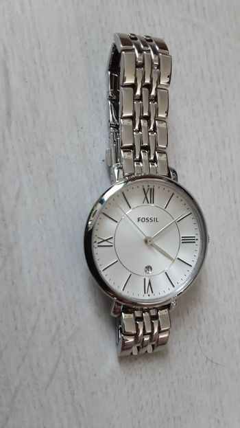 Montre Fossil femme Jacqueline à trois aiguilles avec date, acier inoxydable ES3698