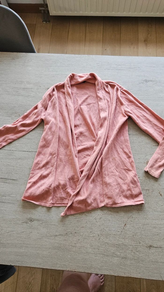 Gilet long à manches longues, saumon, Kiabi, 10 ans - photo numéro 3