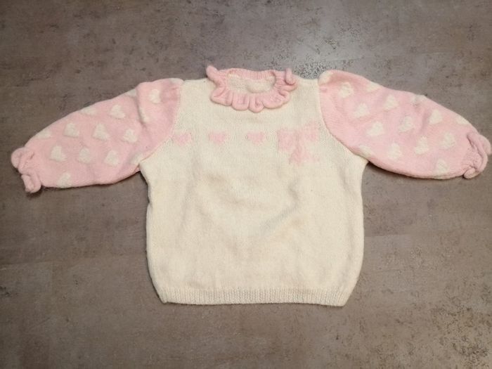 Ensemble jupe et pull tricoté main 4/6 ans Phildar