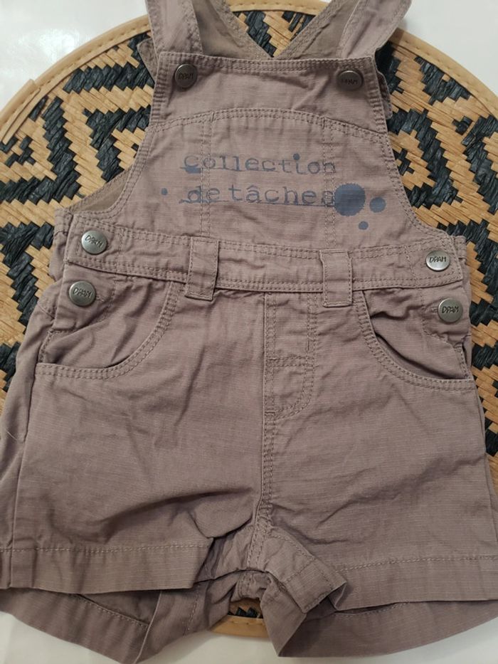 Salopette short marron clair garçon 6 mois Du Pareil au Même - photo numéro 3