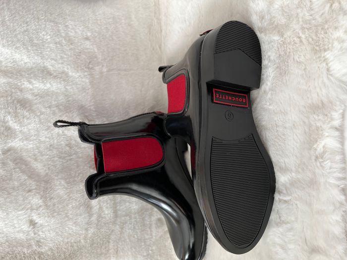 Bottines de pluie noires et rouges Rouchette pointure 38 - photo numéro 4