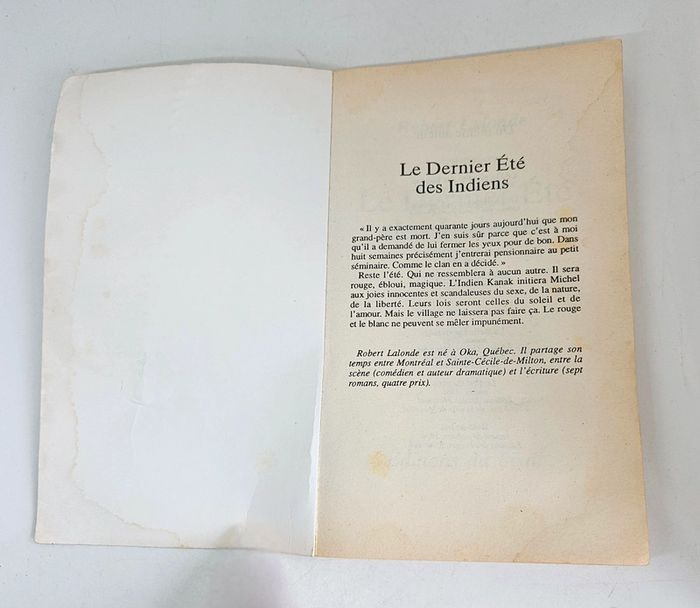 "Le dernier été des Indiens", de Robert Lalonde.
162 pages.
ISBN : 2.02.019124.5 - photo numéro 3