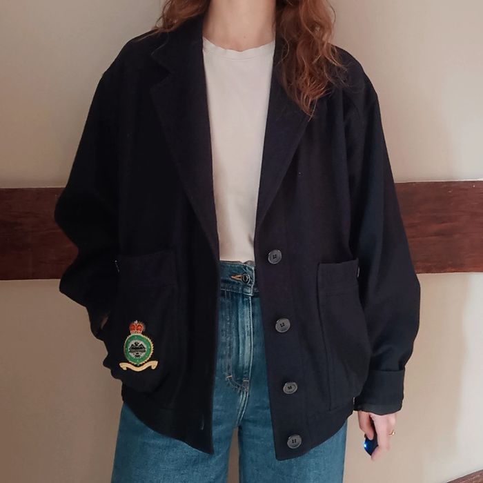 Veste laine bombers marine Made in Italy