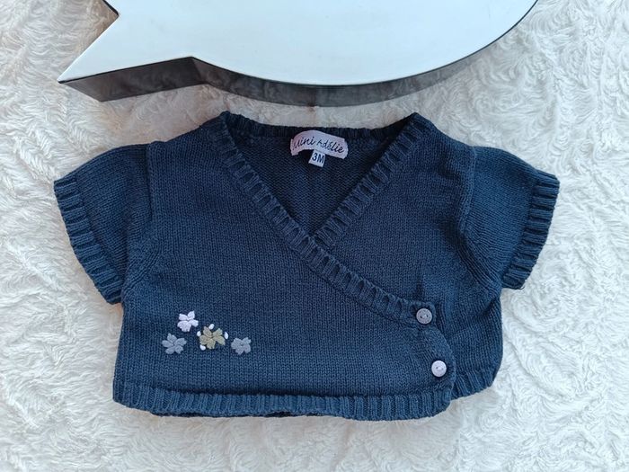 Boléro maille Fille 3 mois fleurs Mini Adélie 100% coton - photo numéro 2