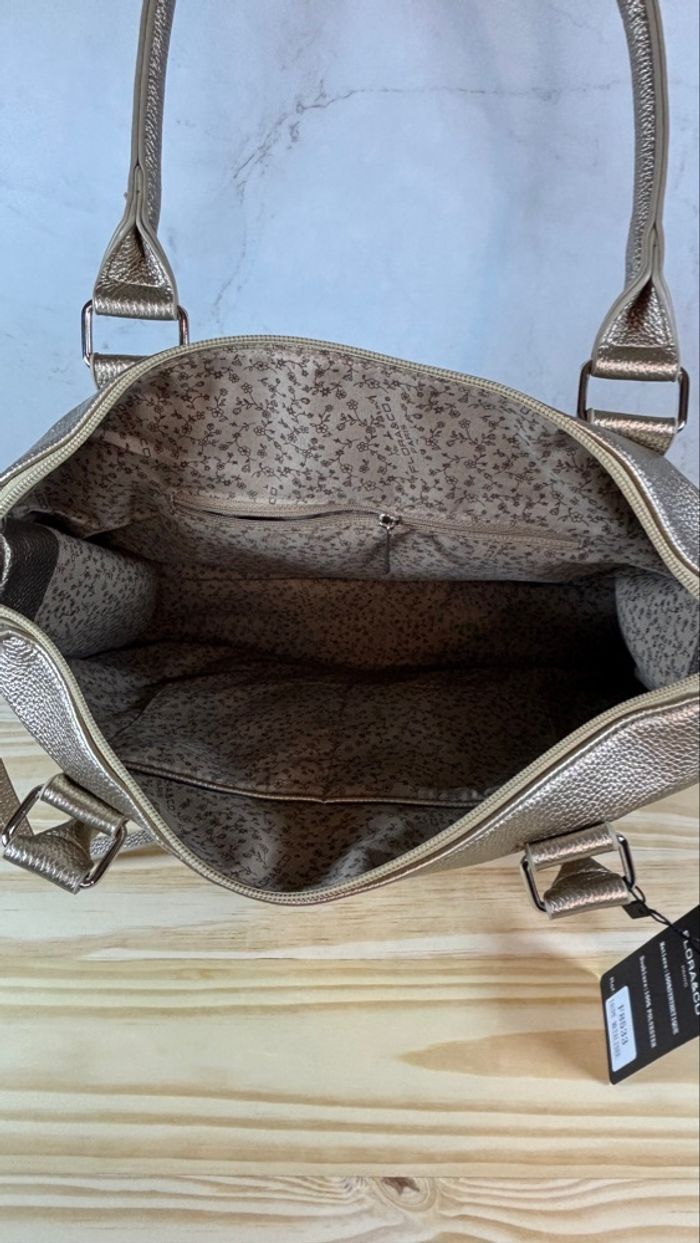 Sac taupe métal tendance chic et stylé grand format neuf - photo numéro 5