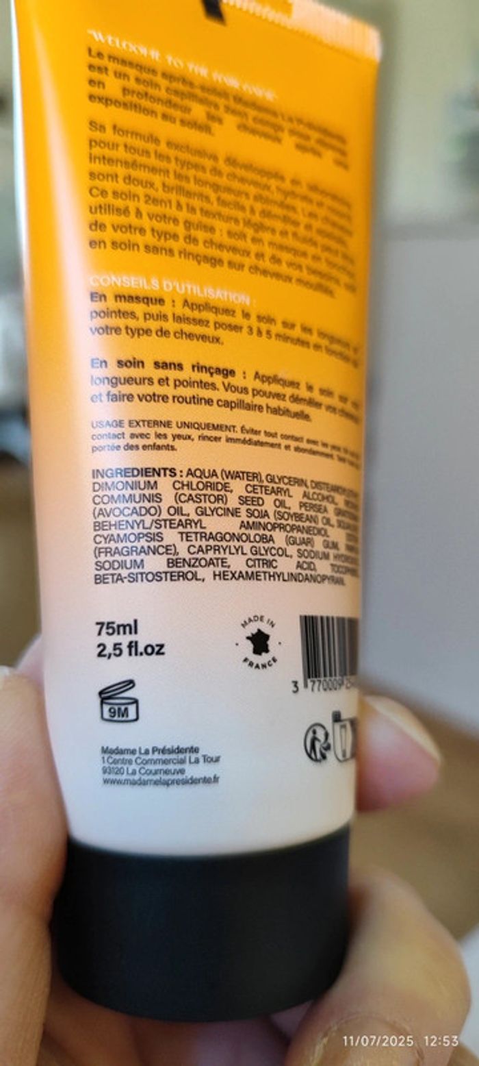 Madame la Présidente masque capillaire after Sun parfum monoï 75 ml - photo numéro 4