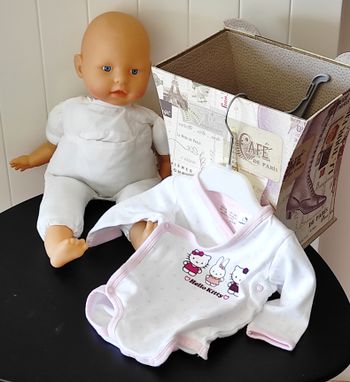 🍼 Body manches longues bébé fille – 3 mois – rose et blanc à pois