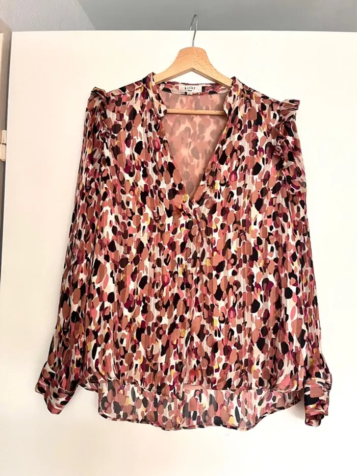 Blouse imprimé léopard rose/violet – Taille S