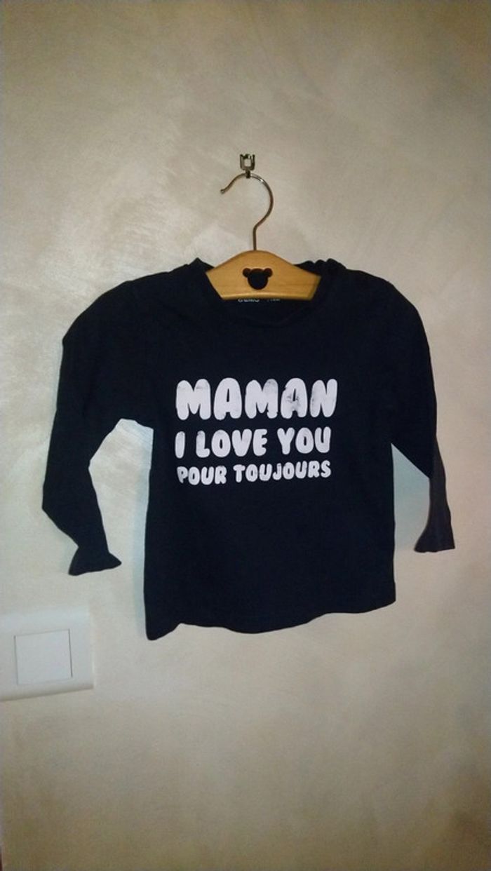 Superbe tee shirt Gemo 18 mois maman i love you pour toujours