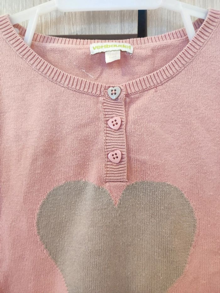 Pull rose coeur Verbaudet 6 ans - photo numéro 3