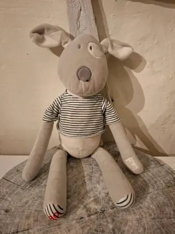 Doudou Peluche chien gris pull marinière - Obaïbi