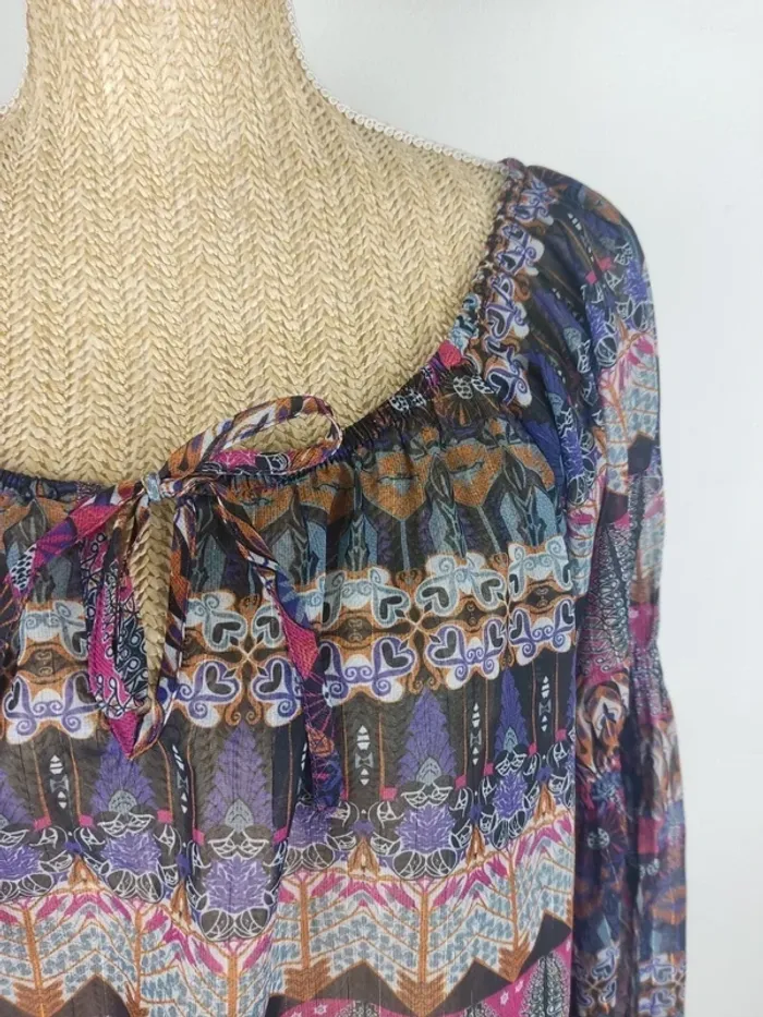 Blouse manches longues et ouvertes motifs graphiques violets et multicolores taille 38 Morgan - photo numéro 4