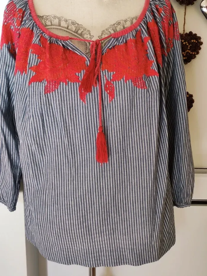 💋 blouse bohème brodée 🍒 taille unique jusqu'au 42