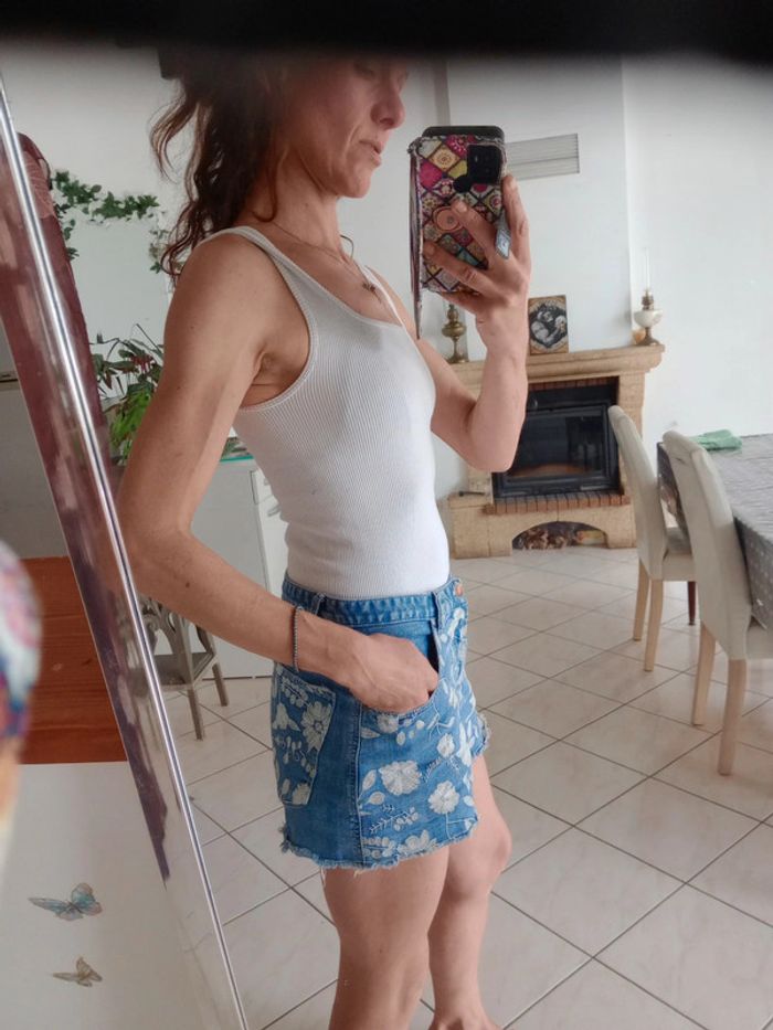 Débardeur femme XS côtelé blanc c86 - photo numéro 3