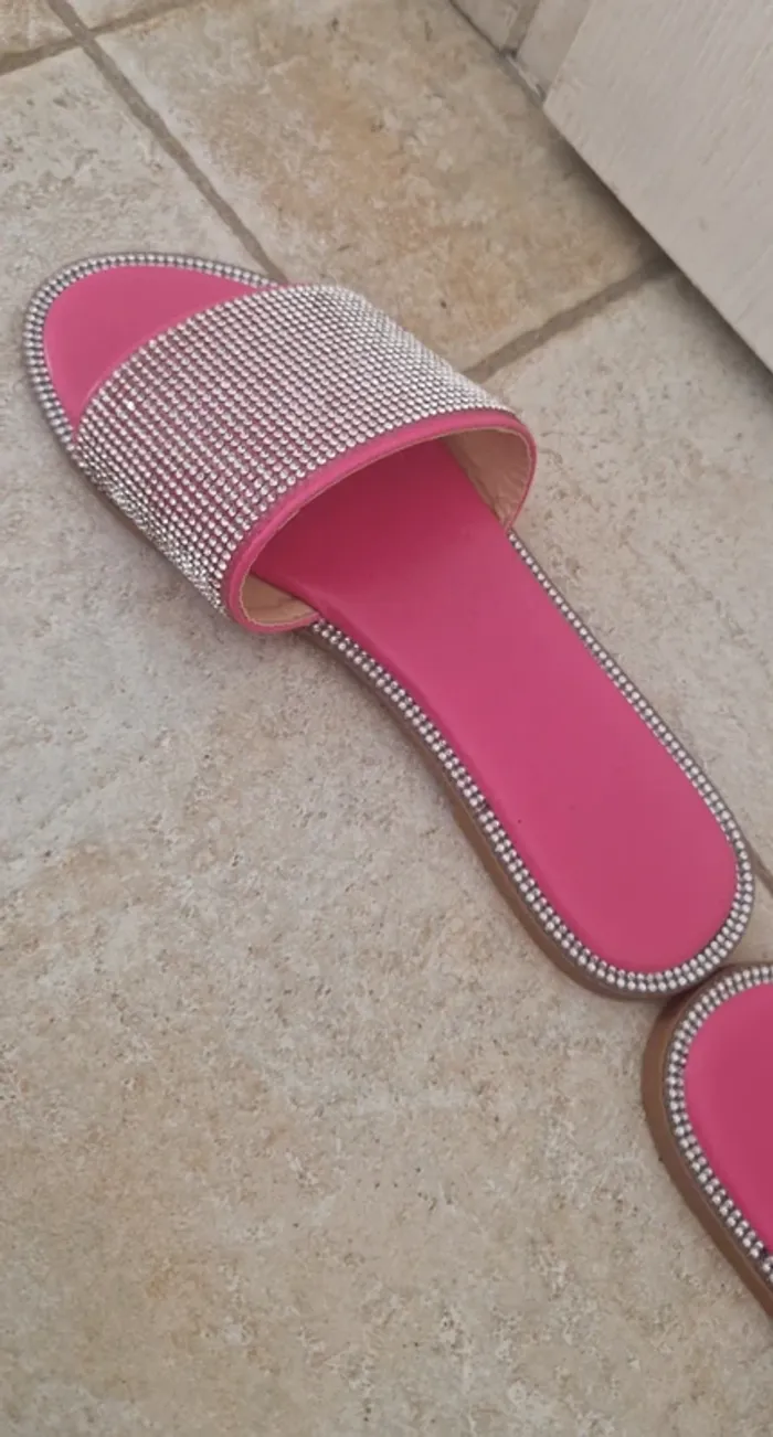 Sandales mules fushia et strass pointure 37 - photo numéro 8