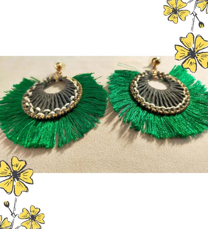 Boucles d'oreilles créoles vertes bohèmes – Collection Émeraude Urbaine - photo numéro 3