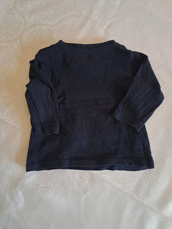 Lot de 4 Tee-shirt manches longues à message Rouge blanc et marine 100%coton 3mois - photo numéro 7