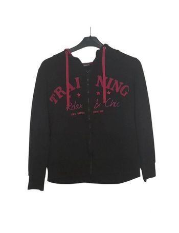 Veste Noire et Fuschia à capuche avec fermeture Taille XL