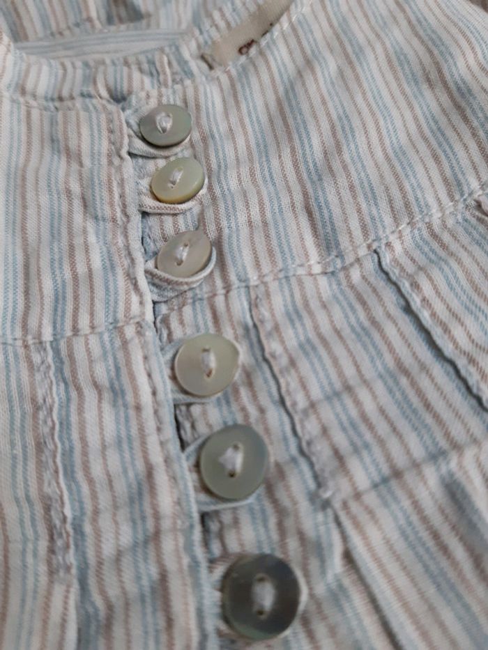 Tunique boutchou rayée bleu marrin blanc vintage bébé fille 18 mois neuf - photo numéro 2