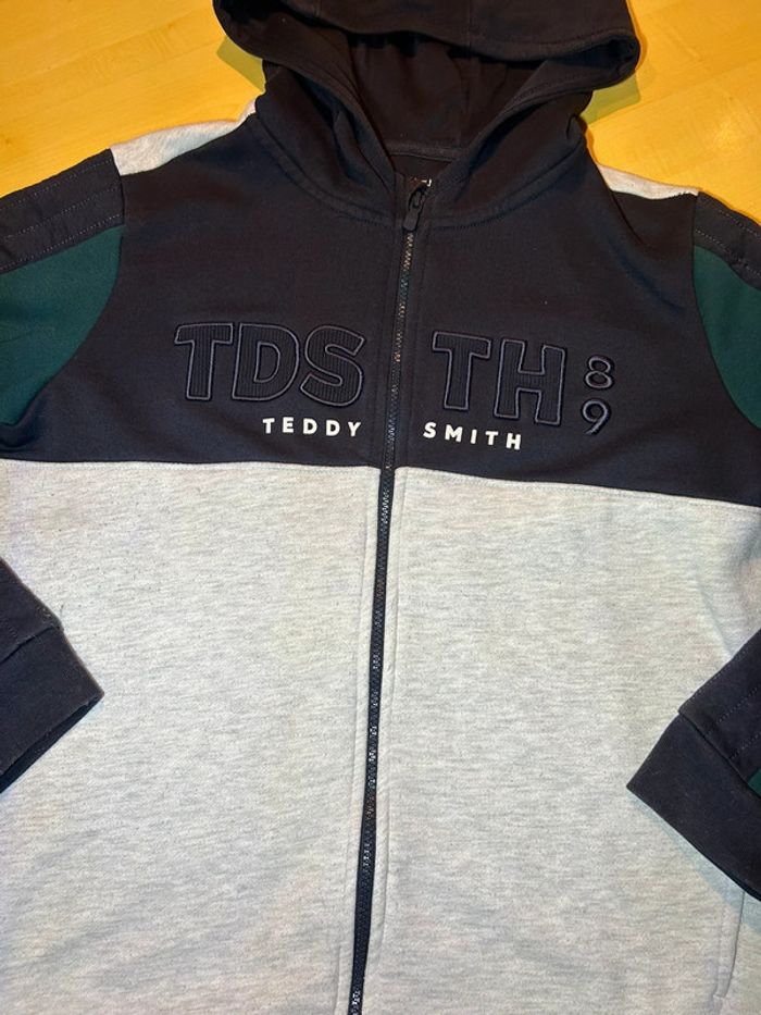 Sweat à capuche zip Teddy Smith noir gris vert - photo numéro 3