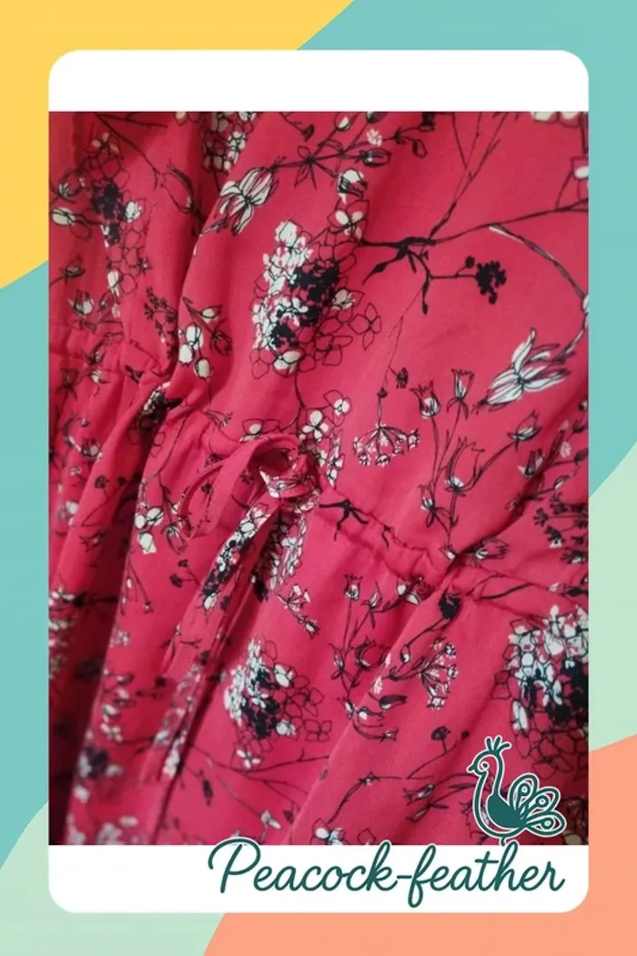 Robe rouge fleurie Kiabi 42 - photo numéro 5