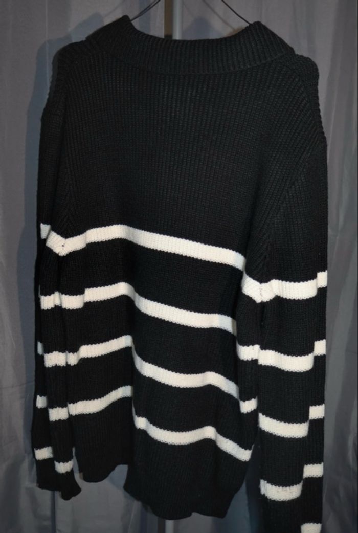 PULL OVERSIZE AVEC COL ZIPPÉ - NOIR - photo numéro 3