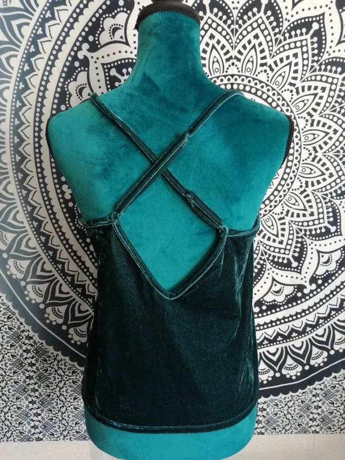 Top vert en velours avec bretelles réglables croisées dans le dos / etam / (M) - photo numéro 4