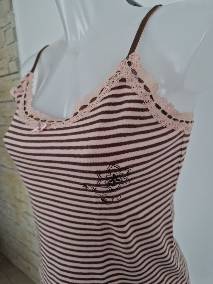 Débardeur rose clair à rayures marron Nuit Étoile - photo numéro 2