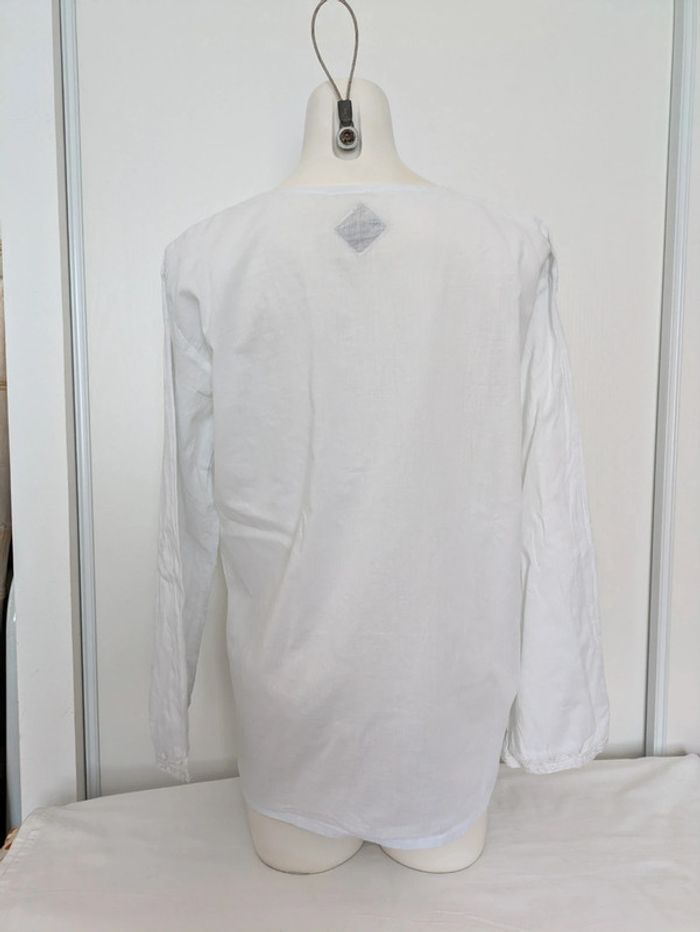 Blouse d'été brodée blanche en coton - Blanc du Nil - taille 4 (44/46) - photo numéro 3