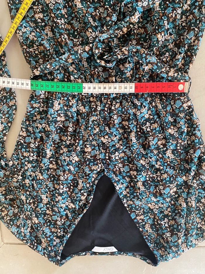 Robe Only liberty à fleurs bleues et marrons taille S - photo numéro 11
