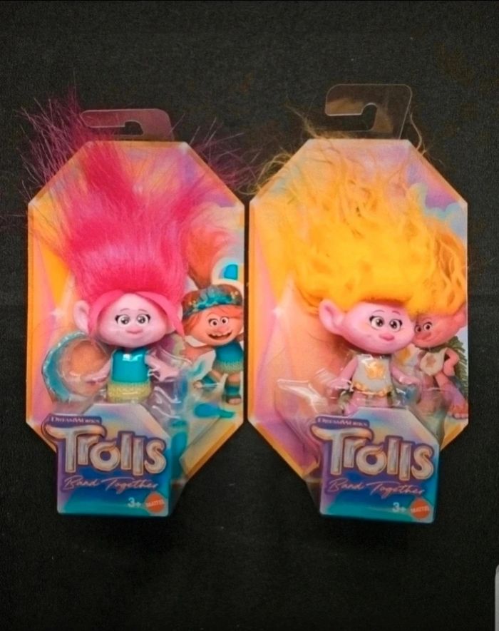 Lot Trolls 3 rose et jaune
