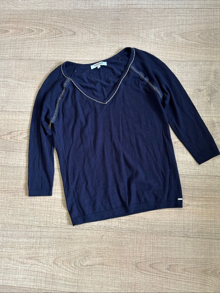 Pull bleu marine à manches courtes Morgan taille S TBE - photo numéro 7