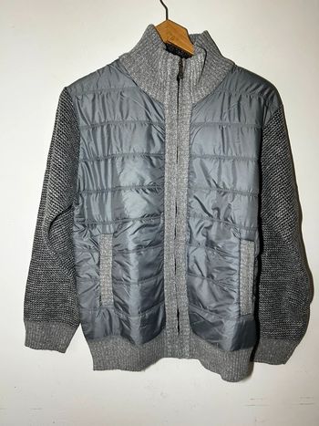 Veste zippée matelassée et tricot gris - Taille M
