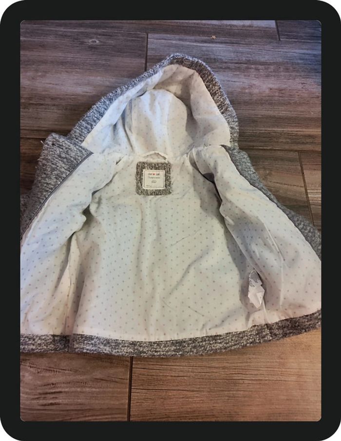 Manteau avec capuche gris blanc Unit Girl Outerwear Taille 6 mois - photo numéro 2