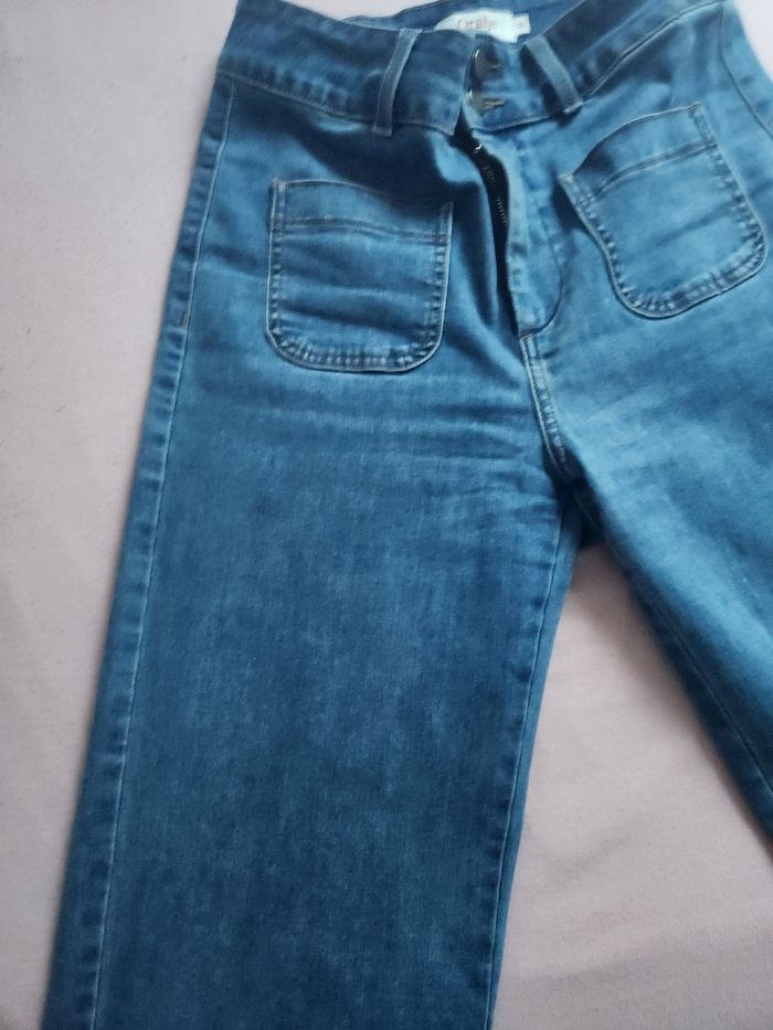 Jean Oraije bleu taille 38, évasé et taille haute. - photo numéro 5