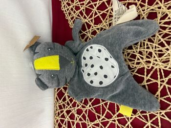 Doudou Plat/Mouchoir Tigre/Chat Gris Jaune Blanc Pois Noirs - Prémaman Orchestra