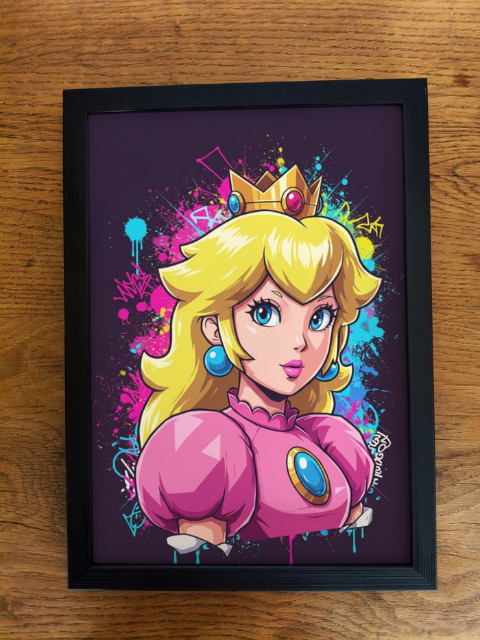 Affiche poster A4 (21×29,7 cm) Princesse Peach Mario Nintendo art mural street art coloré déco gamer - photo numéro 3